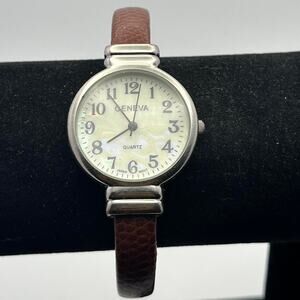 Silver brown watch